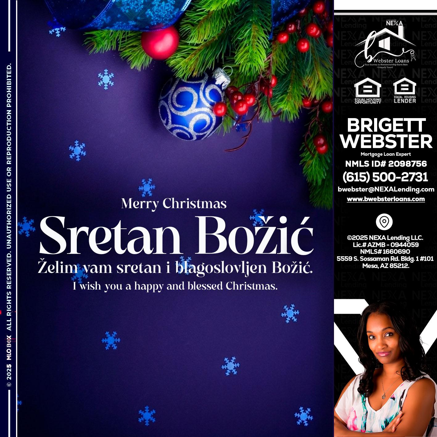 Sretan Božić - Brigett Webster -Mortgage Loan Expert