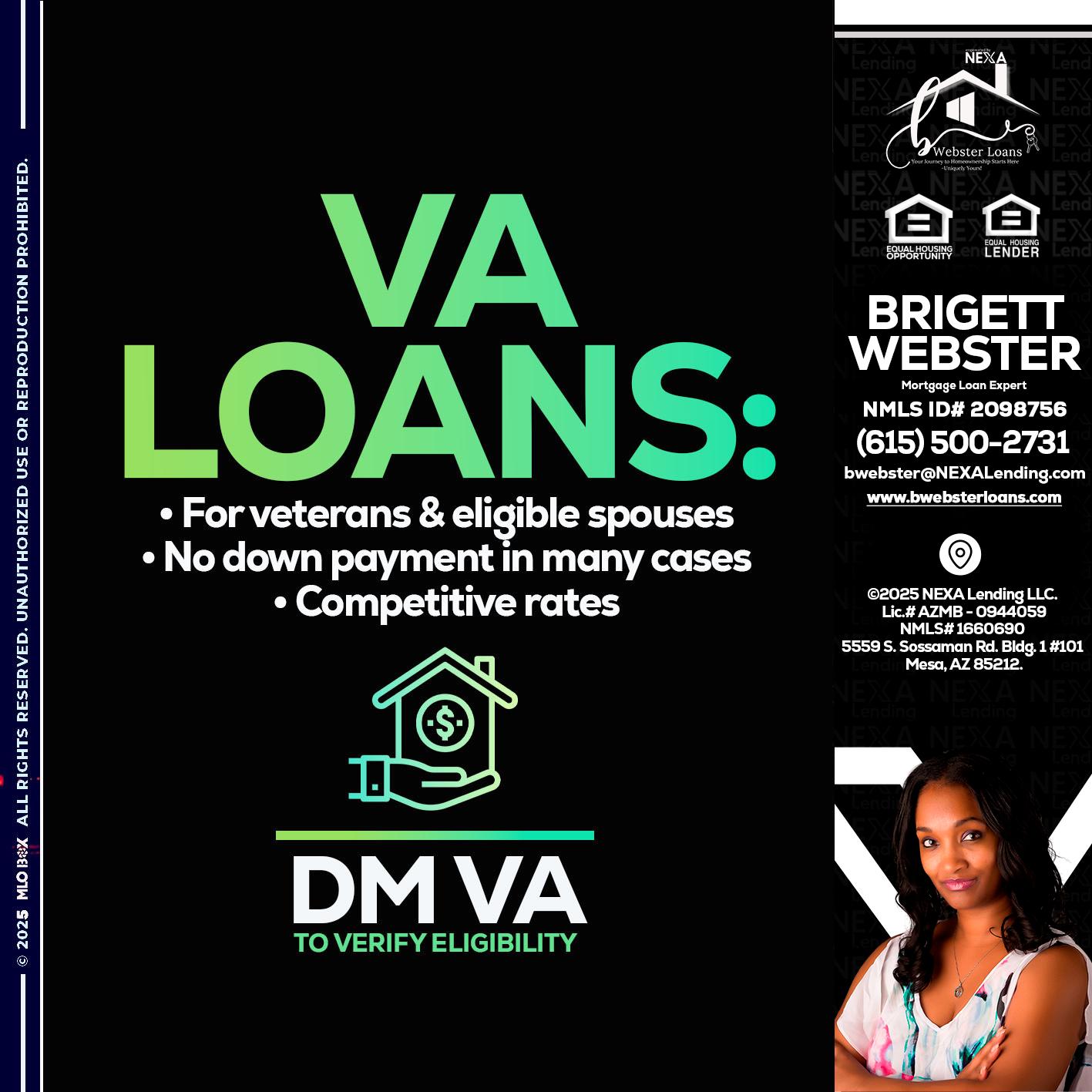 VA LOANS - Brigett Webster -Mortgage Loan Expert