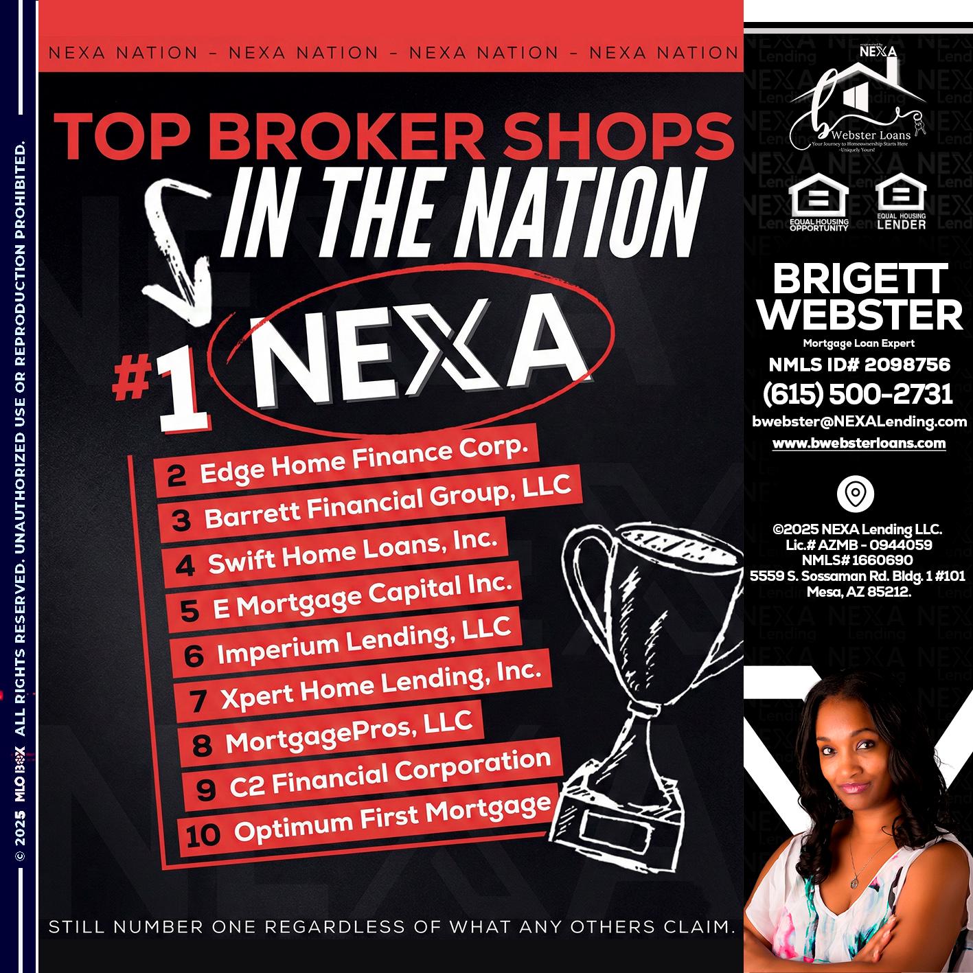 top broker - Brigett Webster -Mortgage Loan Expert