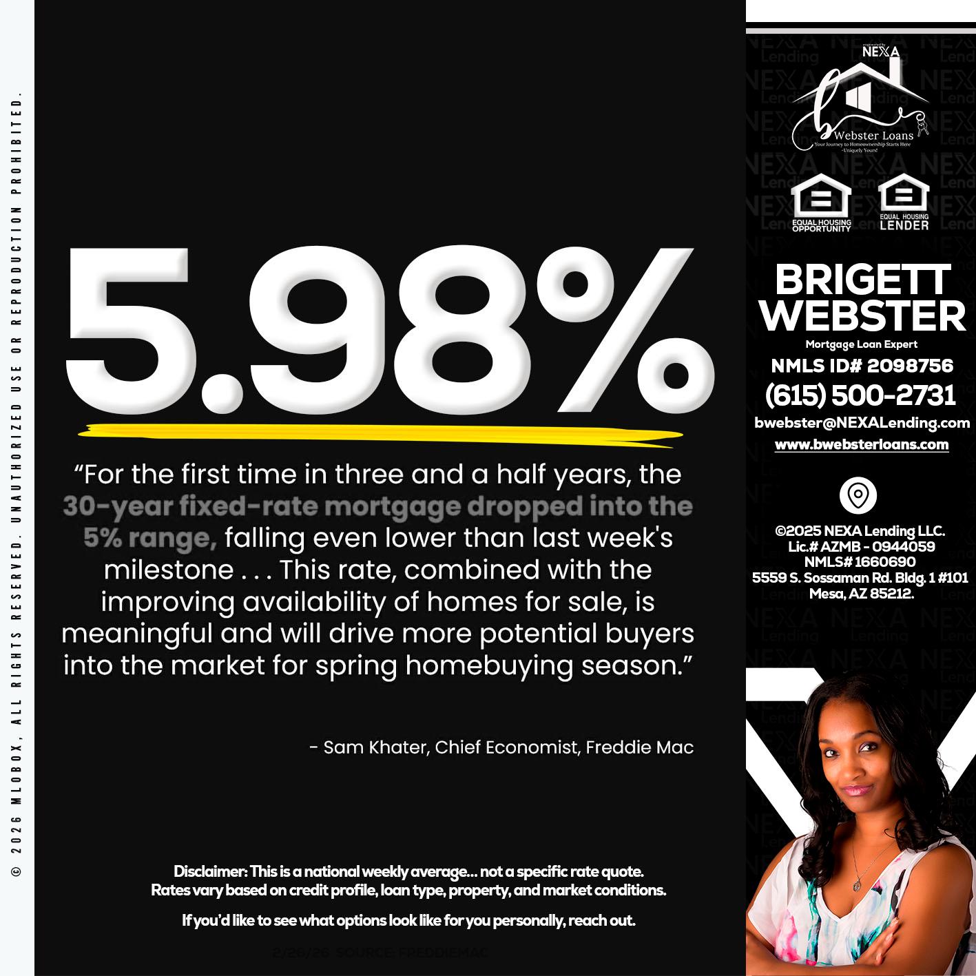 5.98% - Brigett Webster -Mortgage Loan Expert
