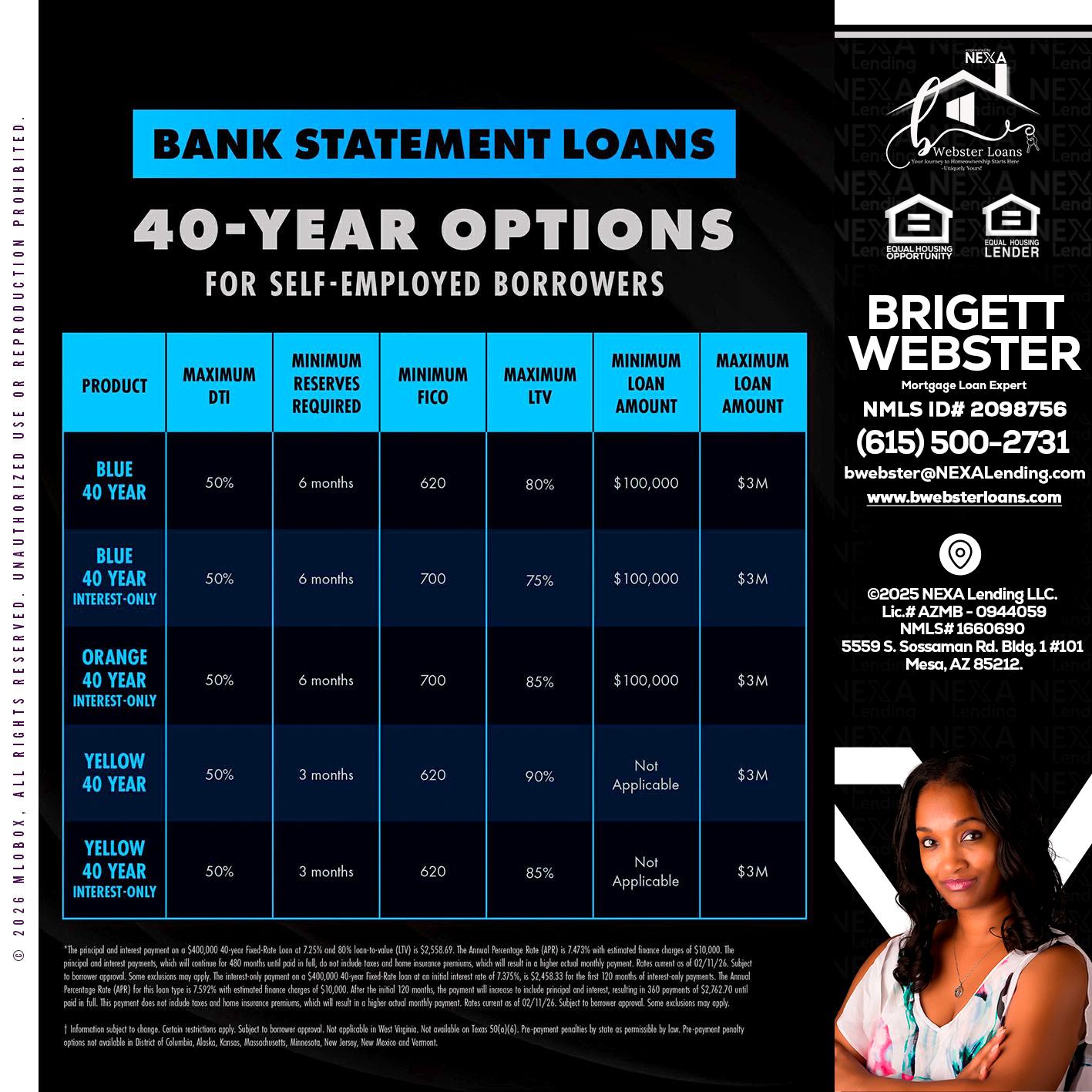 40 YR. OPTIONS - Brigett Webster -Mortgage Loan Expert