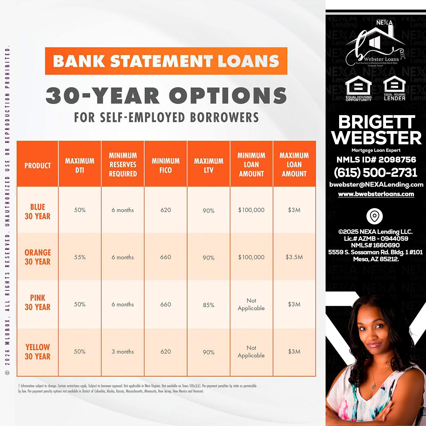 30 YEARS OPTIONS - Brigett Webster -Mortgage Loan Expert