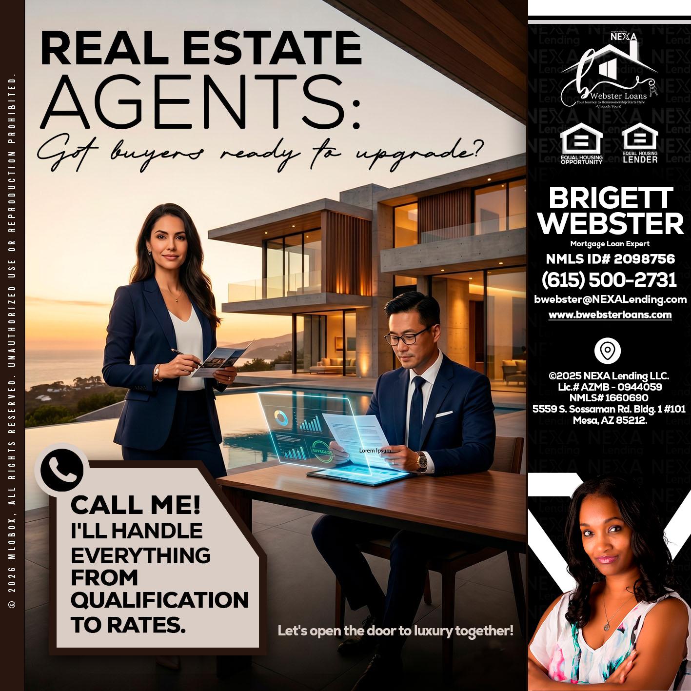 REAL ESTATE AGENTS - Brigett Webster -Mortgage Loan Expert