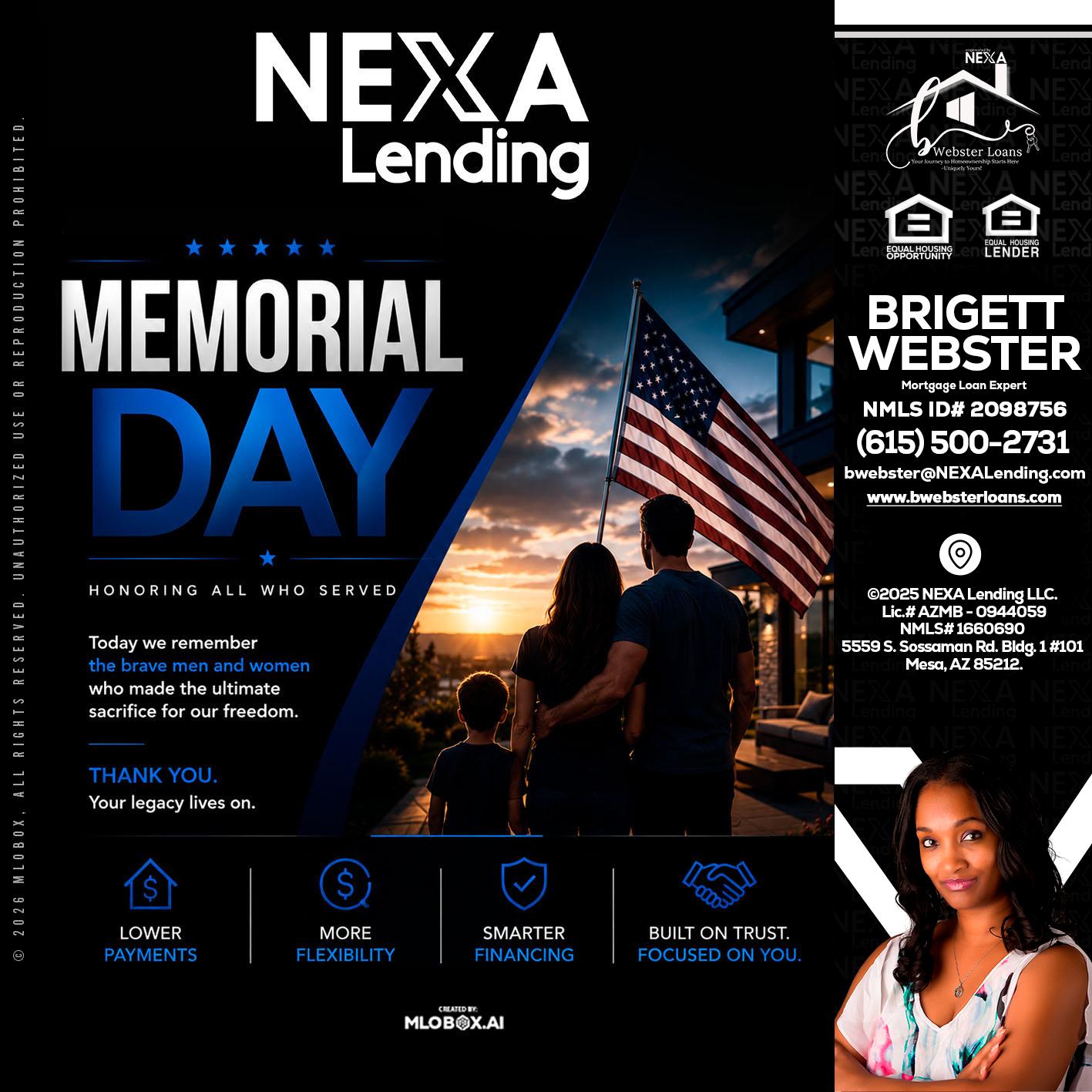 MEMORIAL DAY - Brigett Webster -Mortgage Loan Expert