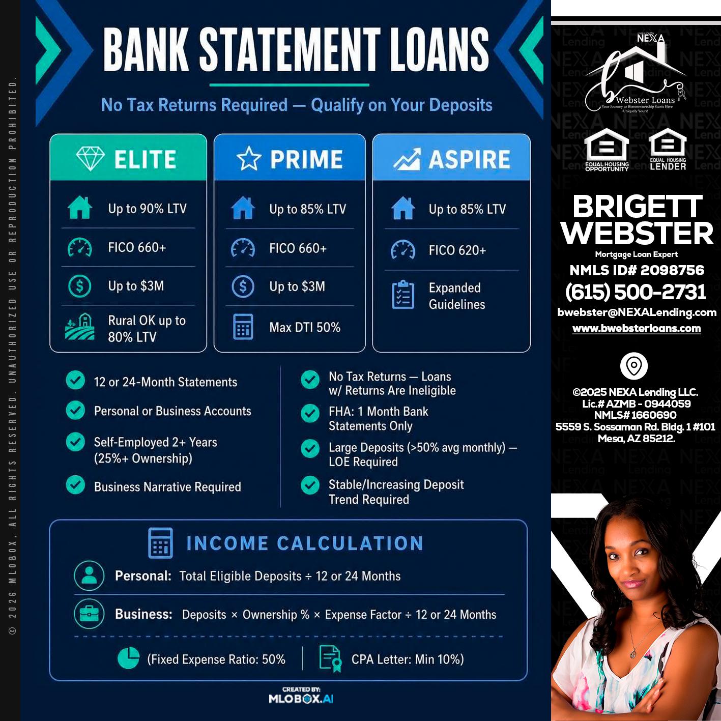 BANK STATEMENT - Brigett Webster -Mortgage Loan Expert