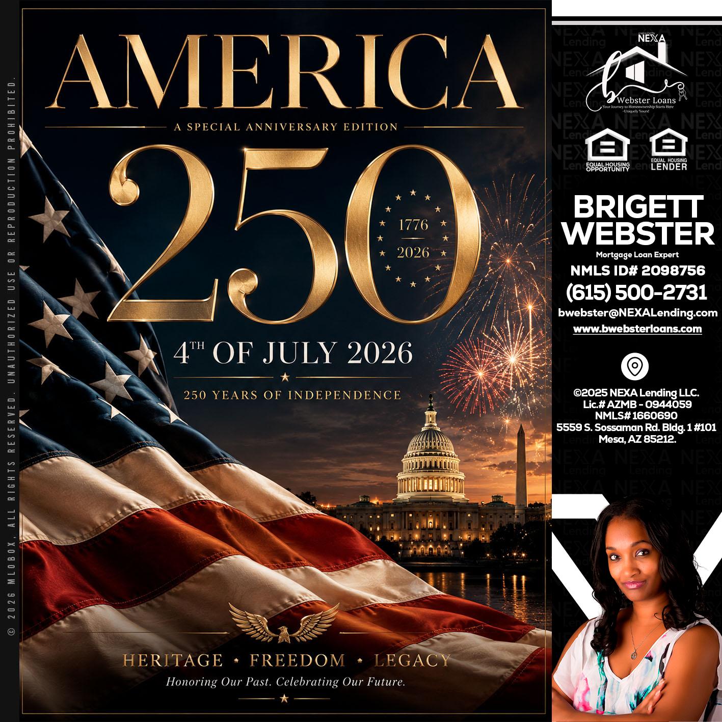 AMERICA 250 TH - Brigett Webster -Mortgage Loan Expert