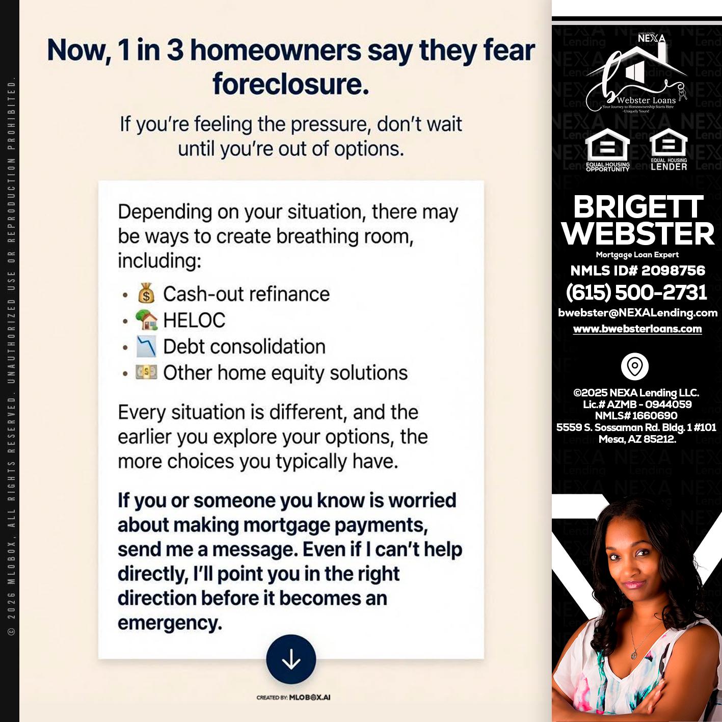 NOW, 1 IN 3 - Brigett Webster -Mortgage Loan Expert