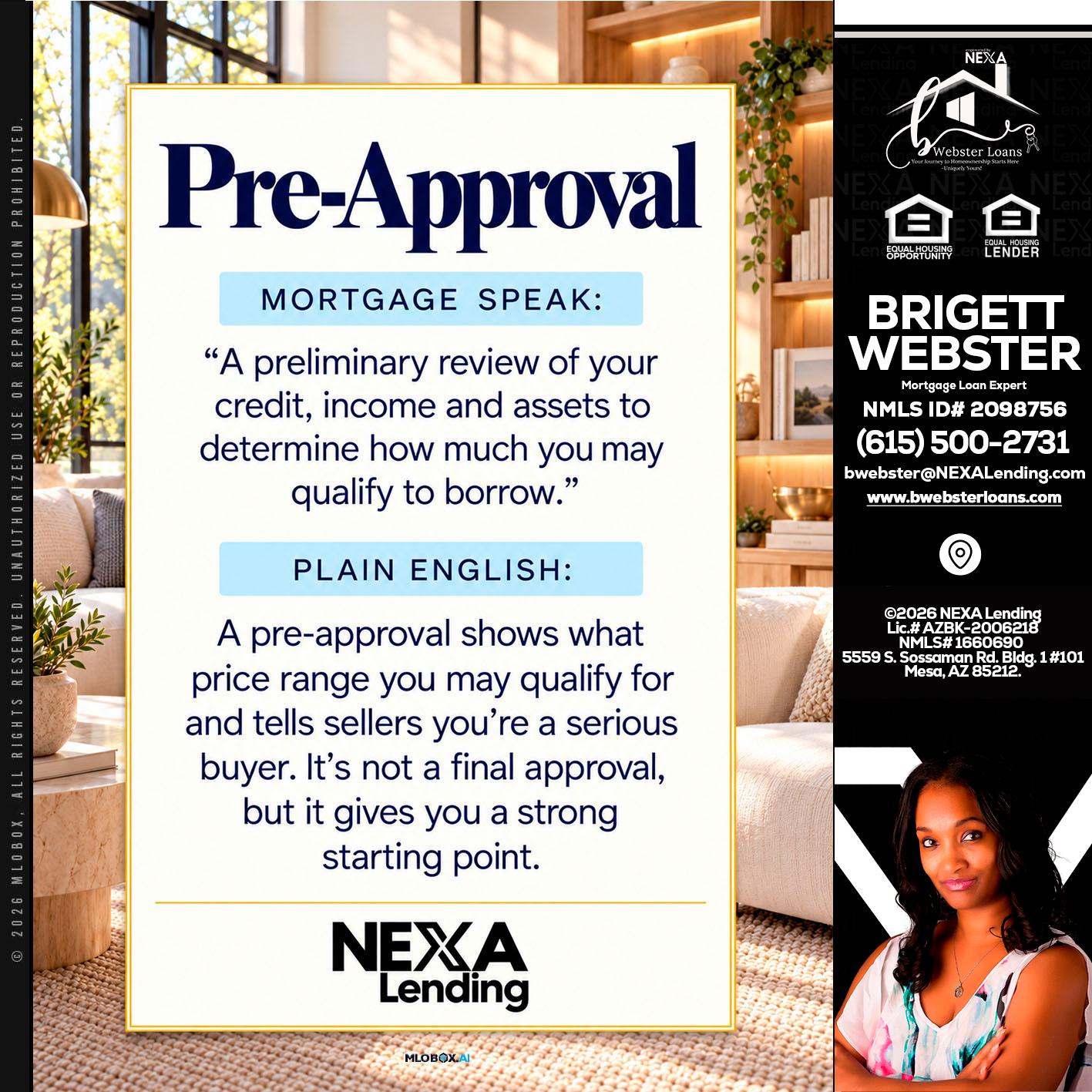 PREAPROVAL - Brigett Webster -Mortgage Loan Expert